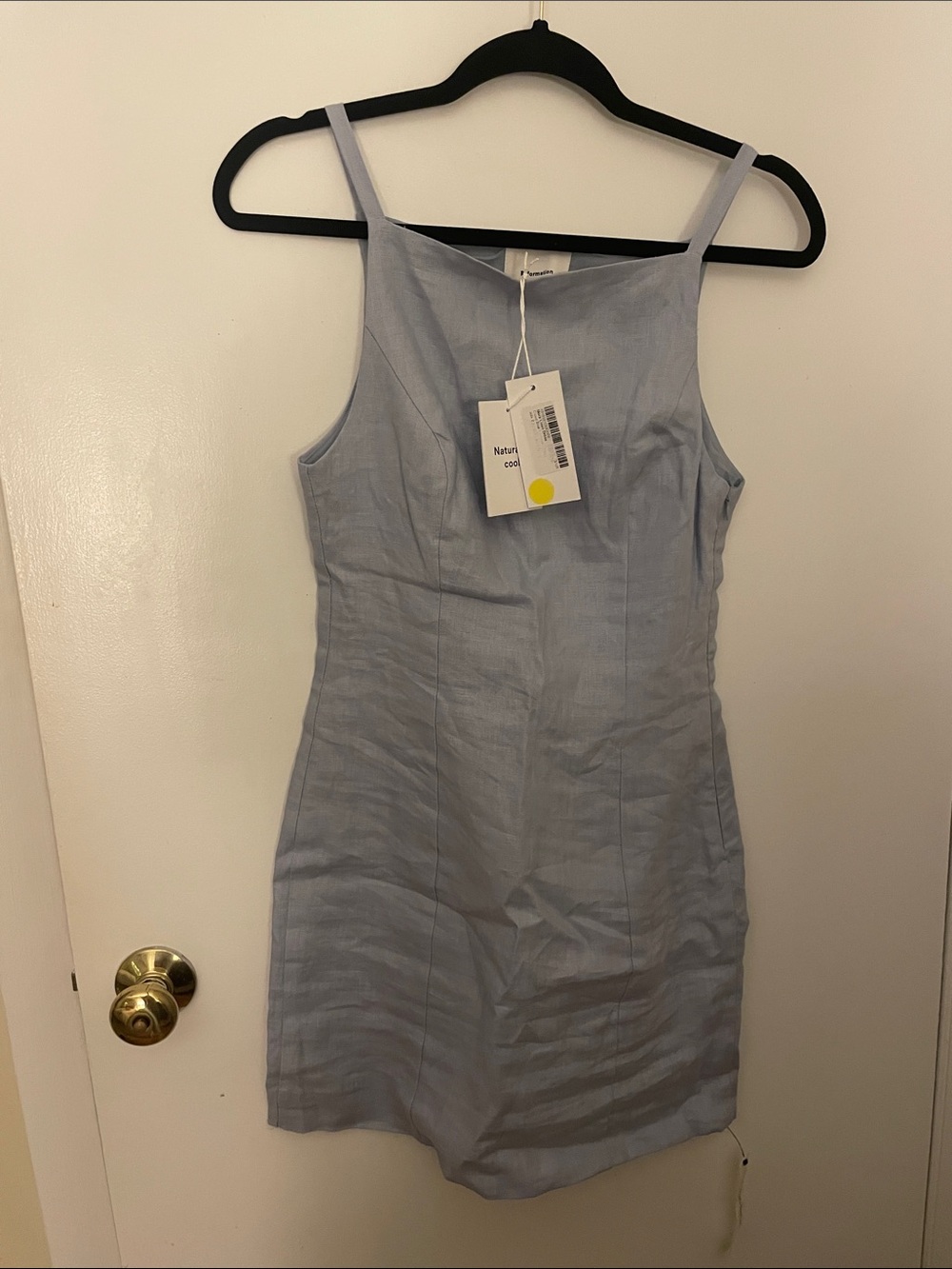 Reformation Mora Linen Dress- Light Blue Linen Blend Sheath Dress